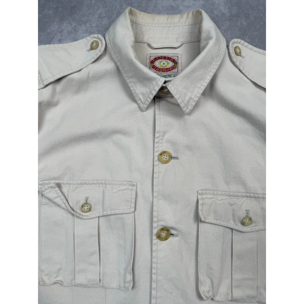 Vintage Banana Republic Safari Jacket Mens M Khaki Cotton Twill Utility Coat